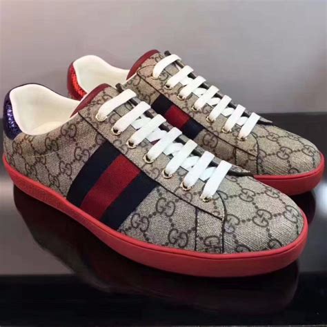 Shop Gucci GG Supreme New Ace Sneakers 